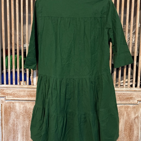 Apiece Apart Emerald Green Tiered Mini Linen Dress - Picture 5 of 6